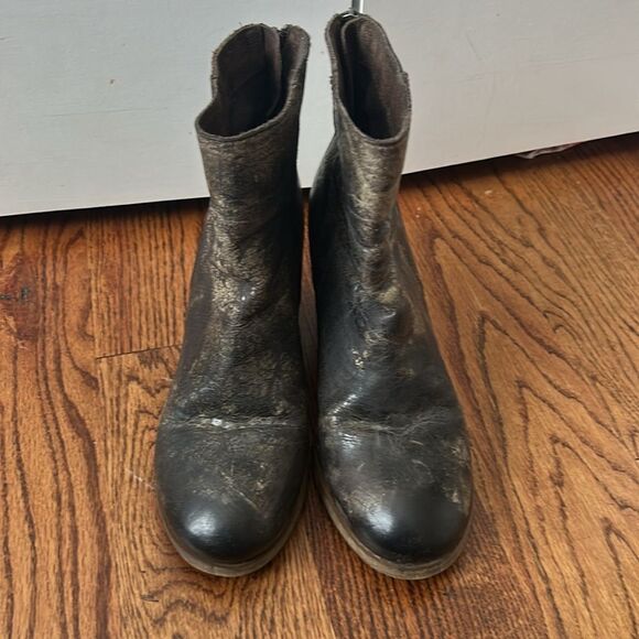 Diba True Wedge Ankle Distressed Leather Boot Size 8.5 - Picture 2 of 5